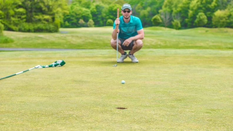 man on a golf trip