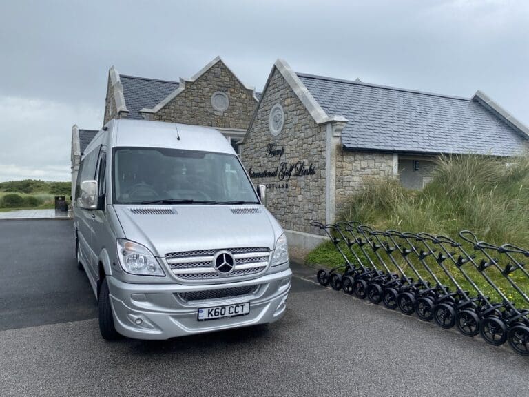 Mercedes Sprinter at a Scottish golf links